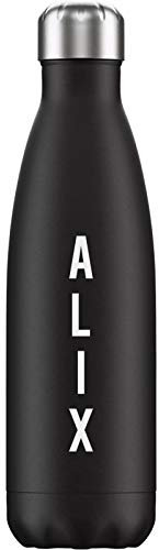 Gourde isotherme personnalisable Mabouteille® couleur Noire - Bouteille isotherme 750 ml double paroi avec gravure laser pour prénom, surnom, date, logo… [ Gourde personnalisable prenom ]