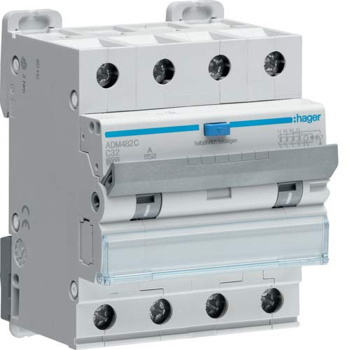 Hager ADM482C C32 RCD 4P 32A Type C 30 mA Classe A RCCB RCBO 102033