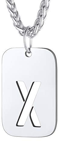 Bandmax Chapa Militar Letra X Colgante Chapa con Cadena Espiga de Acero Inoxidable Dog Tag
