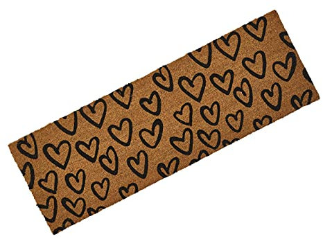 PRIDE OF PLACE | Astley Hand-Drawn Hearts Coir Mat | Natural Printed Coir Doormat with PVC Backing | Sustainable, Biodegradable, Durable Entrance Mat | 40 x 120cm