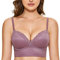 DOBREVA Push Up BH Damen ohne Bügel Soft Gepolstert Bügelloser Bralette mit Spitze Orchideenrose 85B