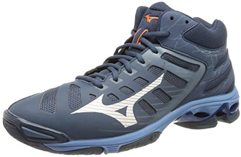 Mizuno Wave Voltage Mid, Zapatillas de Voleibol Unisex Adulto, DarkDenim/White/BlueJasper, 44.5 EU