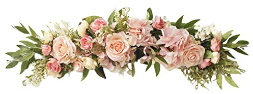 JFBUCF Hochzeitsbogen-Blumen, künstliche Rosen, Girlande, dekorative Blumengirlande für Lintel Rosenkranz Tür, Fenster, Zuhause, Party, Rosa, 65 x 16cm