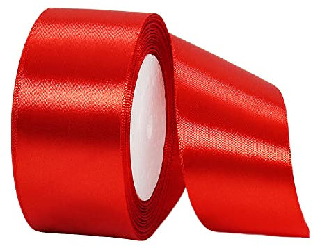 22m Satinband Geschenkband Rot 40mm Breit,Auto Seidenband Rot Dick Schleifenband Satin Dekoband Geschenkverpackung Deko Band Stoffband für Halloween Weihnachten Hochzeit Taufe Geburtstag DIY