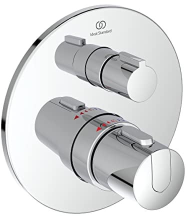 Ideal Standard A5813AA Ceratherm T100 Brausethermostat Unterputz, eine Entnahmestelle, Dusche Duscharmatur Duschthermostat, Temperatursperre bei 40° C, Chrom