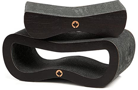 CanadianCat Company | Premium Kratzbrett/Kratzlounge für Katzen Spar-Set Orbit + Satellite, Kratzpappe/Katze Kratzbrett, Wellpappe & Katzenminze, Small, Black Edition