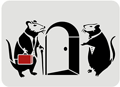 FINGERINSPIRE Banksy Ratten Schablone 29,7x21cm Türsteher Maus Schablone Banksy Malschablone Kunststoff Wiederverwendbare Banksy Maus Muster Schablonen zum Malen auf Holz, Boden, Wand und Fliesen