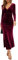 BUOYDM Women Elegant Velvet Long Sleeve Wrap V Neck Ruched Bodycon Cocktail Party Maxi Dress Wine red L