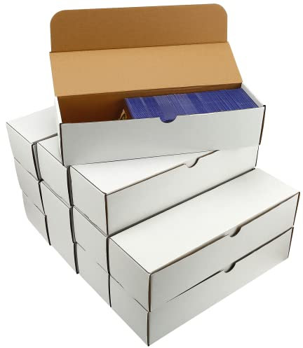 Cardboard Storage Boxes for Trading Cards,Baseball, Football, Basketball, Trading Card Storage Box for Toploader full lid-Corrugated Cardboard Storage Boxes+14 sheets labels sticker(12-Pack, White)
