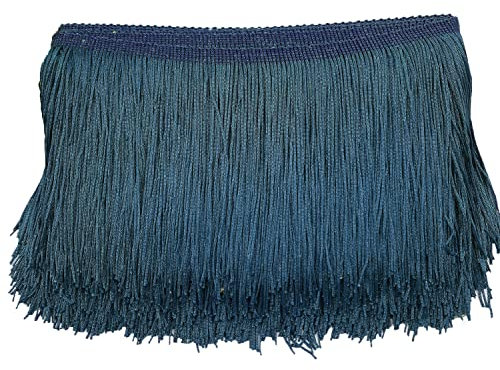 10cm x 10m Fransenborte Fransenbordüre Fransenband Dekoband Tanzfransen Schnittfranse Seide Quaste Fransen-Borten Bänder zum Nähen,DIY Basteln,Kleidung Dessous Kostüme Vorhänge Dekoration,Blau Grün