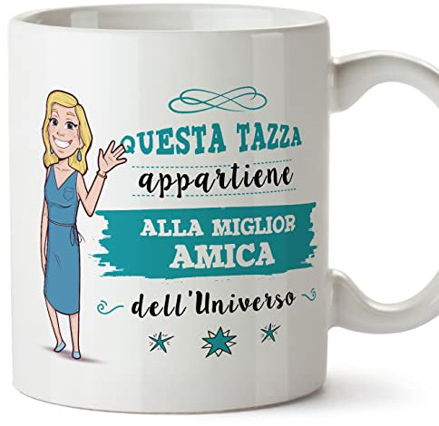 Mugffins Tazza in ceramica per AMICA 11 oz / 350 ml - In italiano - Migliore Famiglia dell'universo - Idea regalo per compleanno, anniversario, natale