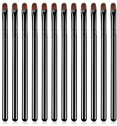 12 Pcs Pinceau à Lèvres Petit Pinceau de Maquillage Pinceau Correcteur Plat Pinceau à Sourcils en Fibre Synthétique Pinceau Fond de Teint pour Mélanger le Fard à Paupières