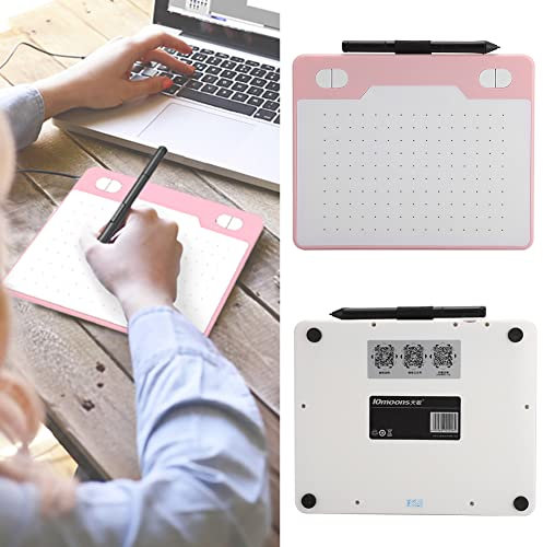 Zunate Tableta de Dibujo Gráfico, Tablero de Pintura de Digitalización Digital Portátil, Tablero de Almohadillas de Escritura a Mano con Lápiz óptico para Computadora (Rosa)