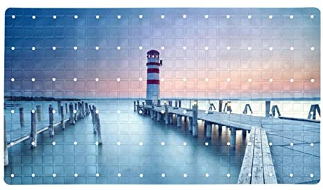 Badewannen Duschmatte,rutschfeste Badewannenmatte,Marine Leuchtturm brücke Meer,Badematte für Badewannenmatte Saugnäpfe Badezimmer