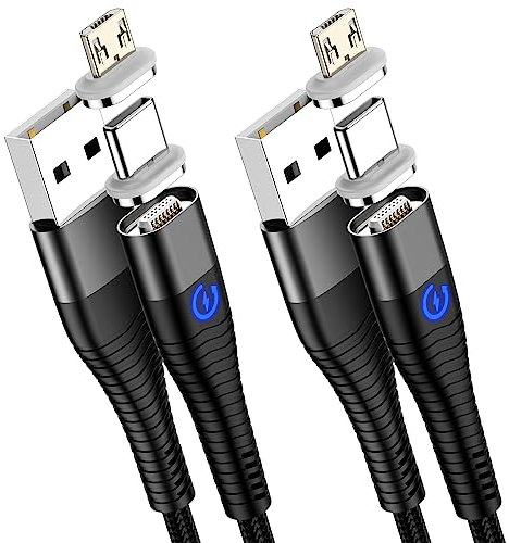 YKZ Magnet Ladekabel[2M+1M], 3 in 1 Magnetisches Ladekabel Schnellladung 7 Pin Datenübertragungs Magnetkabel für Typ C/Micro USB/i-Products