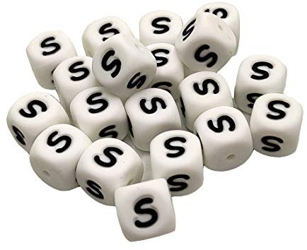 YNGMEANS Lot de 30 perles cubiques en silicone avec lettre S de l'alphabet pour fabrication de porte-clés, bracelets, colliers et accessoires - 12 mm