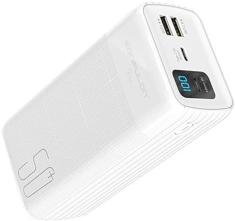 KONFULON 50000mAh Schnellladen Power Bank, 22.5W stark von Ladegerät (USB C Input & Output), 2A USB PD3.0 QC4.0 Energiebank mit LED Display, kompatibel mit iPhone, Samsung, Huawei, Xiaomi, etc. w