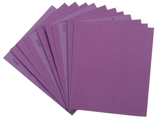 Lot de 10 feuilles de papier abrasif grain 240, papier abrasif fin pour meubles en bois, ponçage métallique, polissage automobile, 22,9 x 27,9 cm, violet