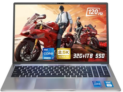 Ninkear N16 Pro Ordenador portatil Gaming 16 2.5K IPS 165Hz Intel Core i7-13620H hasta 4.90GHz 32GB de DDR4 PCIe SSD de 1TB Teclado retroiluminado desbloqueo por Huella Digital Windows 11