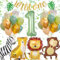 Konoz Wild One Geburtstag Deko, 1. Geburtstag Junge Mädchen, Dschungel Geburtstagsdeko 1 Jahr Junge, 1 Jahr Kindergeburtstag Deko mit Safari Luftballons 1. Geburtstag
