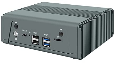 HUNSN Micro Firewall Appliance, Mini PC, pFsense, Mikrotik, OPNsense, VPN, Router PC, AMD Ryzen 5 5500U, RJ11a, 4 x Intel 2.5GbE I226-V LAN, Type-C, TF, HDMI, DP, 8G RAM, 512G SSD