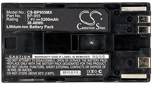5200mAh 38.48Wh Battery Replacement for Canon EOS C100, EOS C100 Mark II, GL2, XF100, XF105, XF300, XF305, XH A1, XH A1S, XH G1, XL H1, XL H1A, XL1, XL1S, XL2, XM2 fit Part No. BP-955