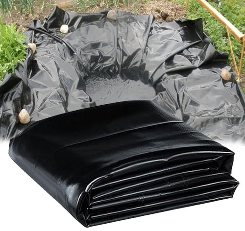 Schwarze Teichfolie, langlebige HDPE-Teichfolien 3 x 4 m, 4 x 6 m, 5 x 8 m, 8 x 10 m, 10 x 12 m, Teichfolie für Außenteiche, Wassergarten, Fisch- und Koi-Poolmembran, vorgefertigte Dichtungsfolie(5x8m