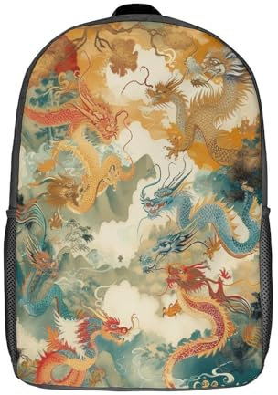 LENTLY Dragon Schulrucksack Mädchen Teenager Schul Rucksack Grundschule Schulranzen Kinder Schultasche Casual Daypacks School Bag 17inch