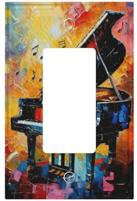 ROUGUI Colorful Piano Music Light Switch Covers Double Toggle 2 Gang Wall Plate Dual Decorative Switch plate Electrical Faceplate for Farmhouse Living Room Decor