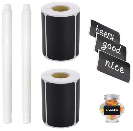 Kreidetafel-Etiketten mit radierbarem Markerstift - Kreidetafel-Aufkleber, Kreidetafel-Aufkleber-Etiketten, wasserdichte Etiketten, Kreideetiketten für Behälter, Kreideetiketten zum Abziehen und