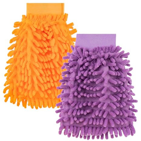 Arcjunys Waschhandschuh Auto Weiche Saugstarke Beidseitig Mikrofaser Handschuh für Autowäsche und Autopflege 2 Stücke