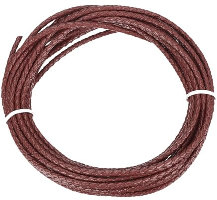 sourcing map Braided Leather Cord, 4mm Round Braided Faux Leather Necklace Cord Bolo Tie String 2 Yard for Jewelry Making Necklace Crafts Beading Braiding 59