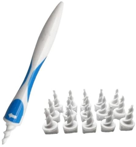 PRECORN Q-Grips Kit de nettoyage d'oreille en silicone 360° avec 16 têtes de rechange hygiéniques, nettoyant ergonomique pour adultes et enfants à partir de 12 ans, efficace et doux