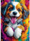 DAERLE Diamant Painting Bilder für Erwachsene Farbenfroher Hund, 5D Diamond Painting Schönes detailliertes Hündchen, DIY Strass Bilder Diamant Kunst Kits, Diamant Painting für Home Wand Décor 30x40 cm