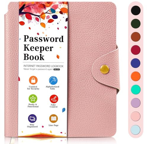 Carnet Mot de Passe Alphabetique, Elégant Journal de Mots de Passe en Cuir PU, Petit Livre de Mots de Passe pour les Seniors, Cahier Alphabetique pour L'ordinateur et la Connexion au site Web, Rose