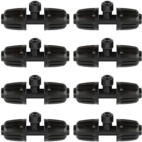 Kalolary 8PCS Raccords d'irrigation goutte à goutte à connexion rapide 1/2'' à 1/4'', raccord en T à barbs 3 voies, pièces d'irrigation goutte à goutte à emboîtement anti-fuites