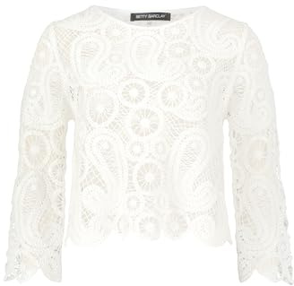 Betty Barclay Damen Lochstrick-Pullover mit U-Boot-Ausschnitt 46, Rohweiß