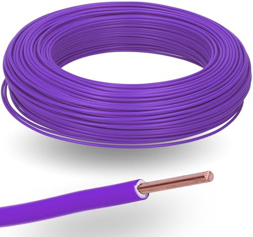 Kalitec H07V-U 1 x 1,5 mm² viola I cavo singolo in PVC ignifugo 1,5 mm2 filo rigido in rame I 450/750 V I cavo di cablaggio monofilo per cablaggio interno di macchine e apparecchi di illuminazione