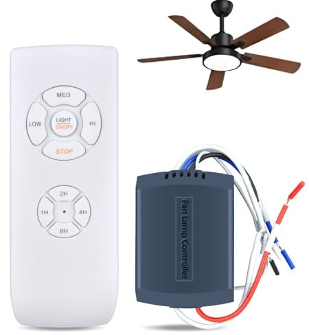 GOUYESHO Nuevo Juego de Control Remoto Universal para Ventilador de Techo, Ventilador de Techo 3-en-1 con 3 Velocidades y 4 Temporizadores, Receptor y Transmisor de Ventilador para Casa, Oficina