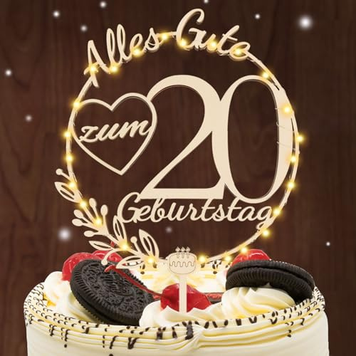 I LOVE MOM Cake Topper 20 Geburtstag Holz,20 Tortendeko Geburtstag Kuchen Deko für Mädchen Junge Frauen Mann