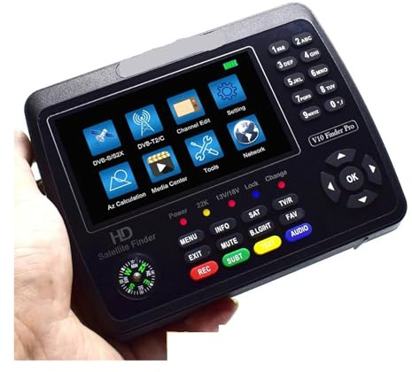 Satfinder, V10 Finder Pro Satelliten-TV-Finder-Messgerät 4,3 Zoll DVB-S/S2/S2X/T/T2/C/H.265+AHD (8MP) PK ST-5150 V8 Finder Pro 2
