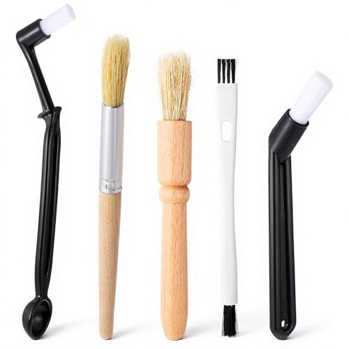 5 Stück Barista Pinsel Set, Nylon Kaffeepinsel Siebträger Kaffeemaschine Bürste, Holz Griff Kaffee Pinsel Kaffee Werkzeug Reinigungsbürste Espresso für Kaffeemühle die Reinigung von Kaffeemaschine