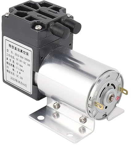 HWGING Bomba de Vacío de 12 V Bomba de Succión de Presión Negativa Mini de Vacío Pequeña sin Aceite 65-120 Kpa 5 L/Min con Soporte