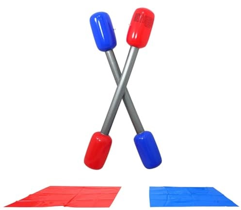 Odoukey 4 pièces Jouets d'extérieur pour Enfants, bâtons de Pugil gonflables en PVC de 56, 3 x 6, 7 Pouces et Tapis Sol 19, 7 x 18, 9 Pouces, Jouets Combat Piscine réutilisables, Jeux pour
