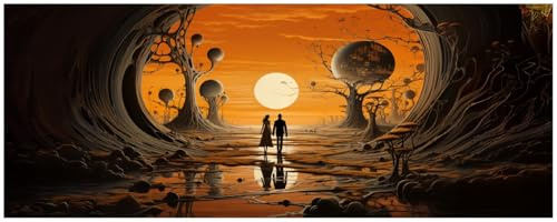 Wallario Küchenrückwand selbstklebend 115 x 50 cm, Motiv: Sonnenuntergang in Einer fremden Welt | Spritzschutz abwischbar & pflegeleicht