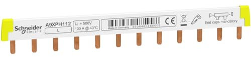 Schneider Electric A9XPH112 Phasenschiene Steg, ablängbar, 1P, 12 TE, 100A, Weiß, 100 Ampere