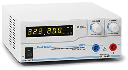 PeakTech P 1575 – Labornetzgerät DC 1-32V / 0-20A mit USB, LED-Anzeige, DC-Schaltnetzteile, Stromversorgung, 3 benutzerdefinierte Voreinstellungen für Messwerte, Überlastungsschutz - 200~240 V AC