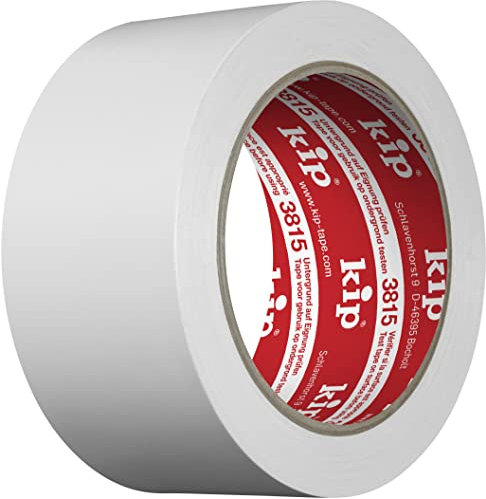 Kip 3815-55 PVC-Schutzband 50 mm x 33 m weiß/resistent gegen Wasser, Säuren, Laugen, Öle, uvm. / UV-beständig/Naturkautschuk-Kleber/weiche & widerstandsfähige PVC-Folie