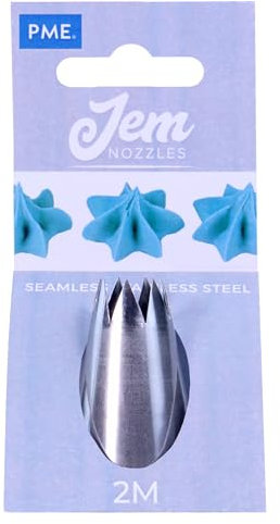 JEM NZ2M Número 2M Open Star Savoy Boquilla-Punta, Acero Inoxidable, Plateado