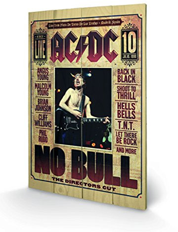 Pyramid International AC-DC (No Bull) Holzwand-Kunst, Holz, Mehrfarbig, 40 x 2.5 x 59 cm